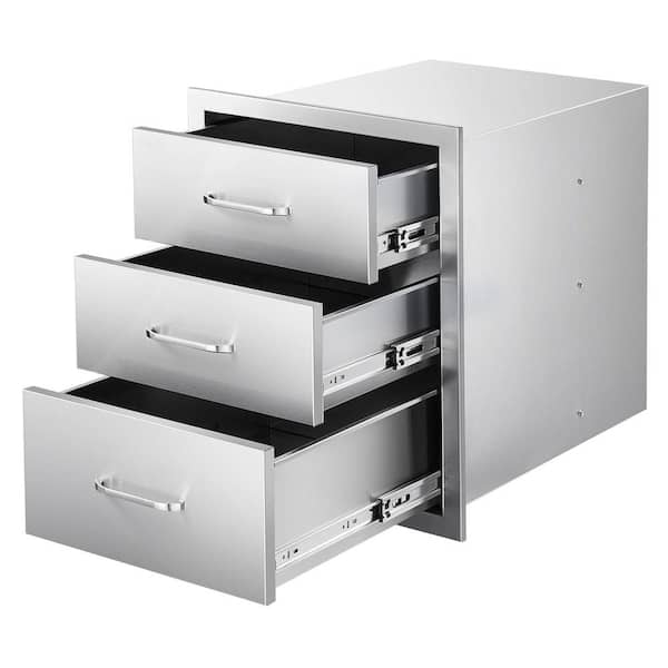 18.1 in. W x 23.2 in. H Stainless Steel Triple BBQ Drawers with Handles