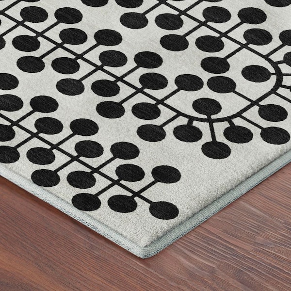 Mayfield Premium Machine Washable Abstract AMF2247 Ivory 9 ft. x 12 ft. Area Rug