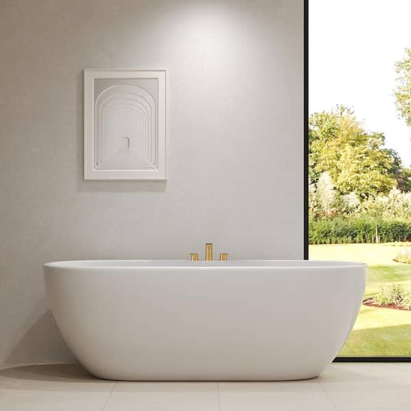 YAWWALK Double Handle Deck Mount Roman Tub Faucet with 360° Swivel