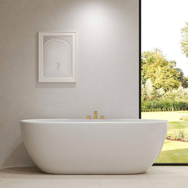 YAWWALK Double Handle Deck Mount Roman Tub Faucet with 360° Swivel