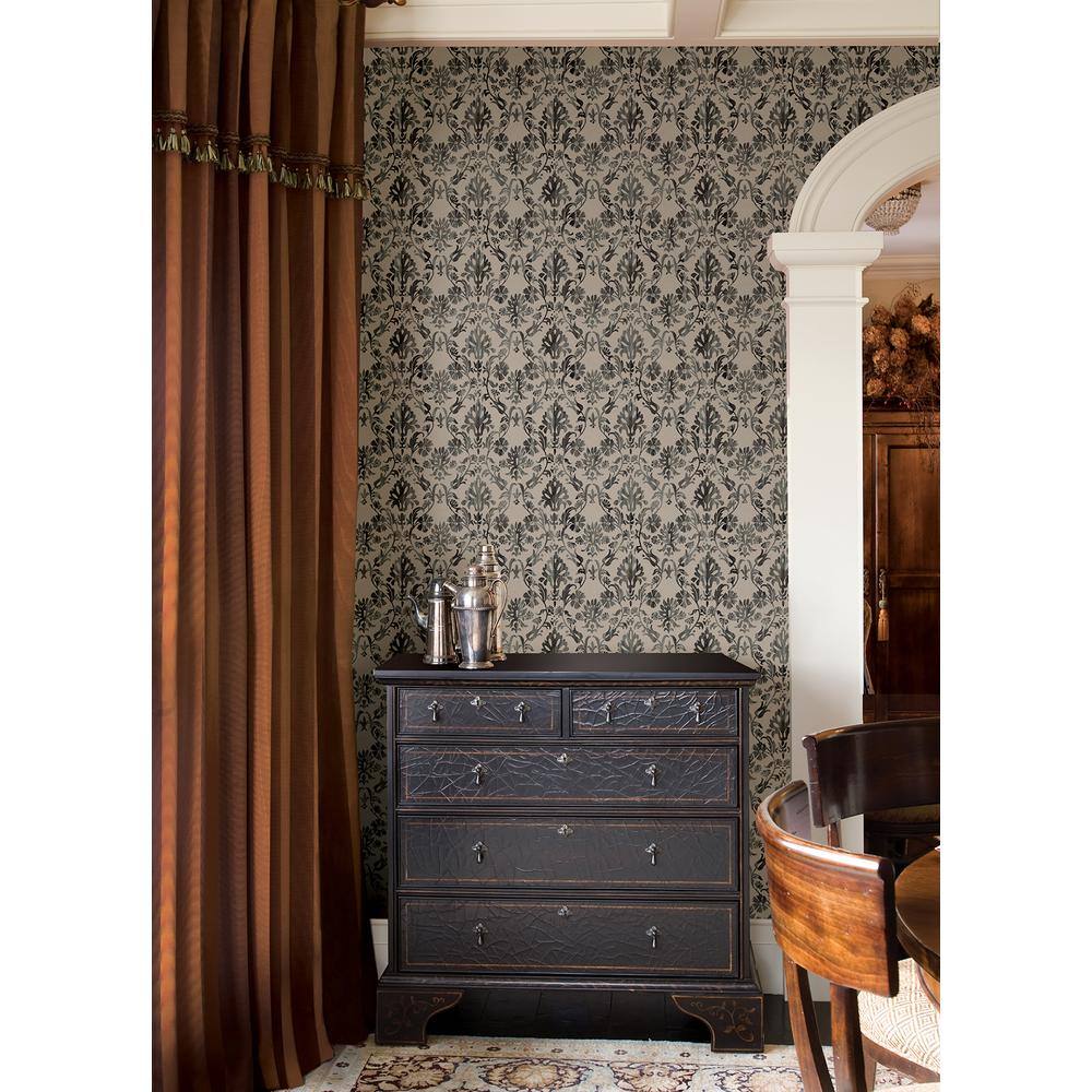 Taupe Damask Peel and Stick Vinyl Wallpaper Roll