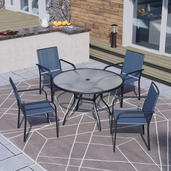 Anmutig 5-Piece Metal Round Outdoor Dining Set