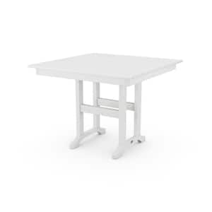 Farmhouse White 37 in. Square Plastic Outdoor Dining Table