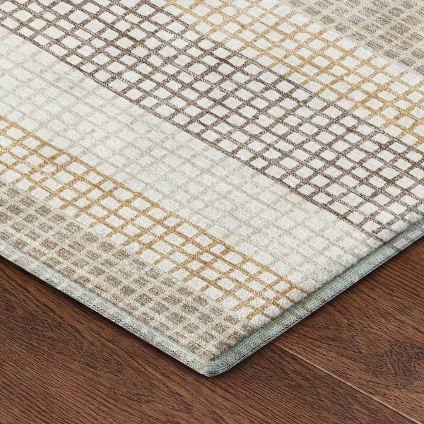 Mayfield Premium Machine Washable Abstract AMF2530 Ivory 9 ft. x 12 ft. Area Rug