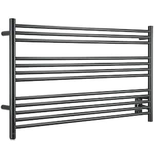 Amplia Dual 12-Bar Hardwired and Plug-In Electric Towel Warmer in Matte Black