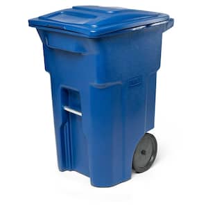 64 Gal. Blue Outdoor Trash Can with Quiet Wheels and Lid