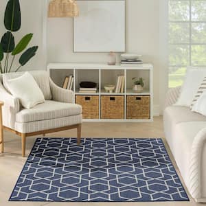 Horizon Navy 5 ft. x 7 ft. Indoor/Outdoor All-Over design Contemporary Area Rug