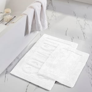 2-Pack "Splash" White 21 in. x 34 in. 100% Cotton Bath Mat
