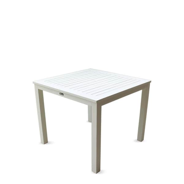 Courtyard Casual Skyline White Aluminum Outdoor Square Dining Table