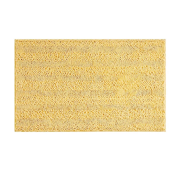Astor with TPR Backing 27 in. x 45 in. Yellow Solid Color Polyester Rectangle Bath Mat