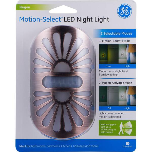 GE by Jasco Oil-Rubbed Bronze Motion-Boost Light Coverlite LED Night Light 29846 