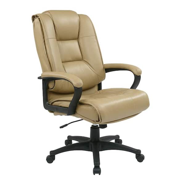 Office Star Products Tan Leather High Back Executive Office Chair