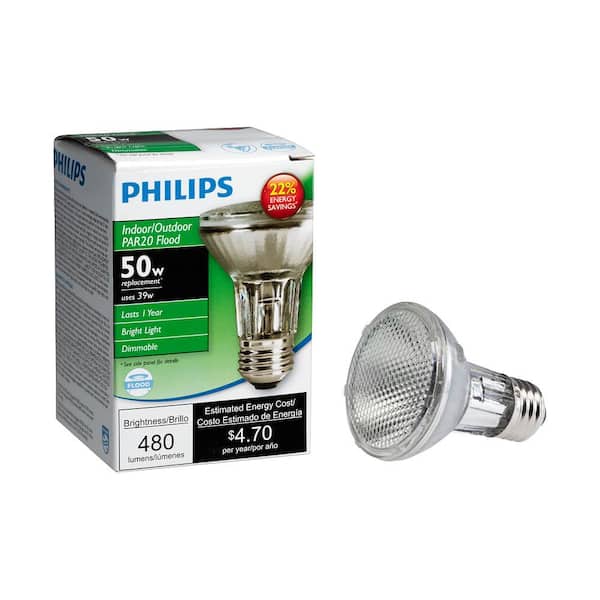 Incident, evenement buis Mand Philips 39-Watt Equivalent Halogen PAR20 Dimmable Floodlight Bulb 419861 -  The Home Depot