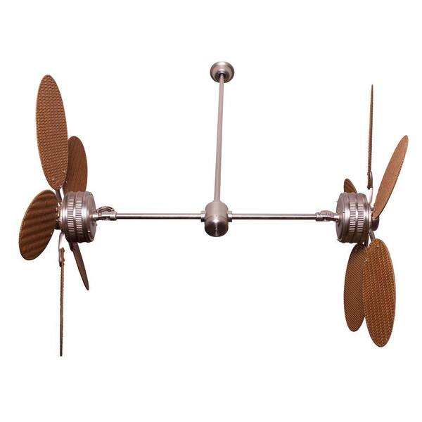 Yosemite Home Decor Twin Peaks 47 in. Indoor/Outdoor Brushed Nickel Ceiling Fan with Teak Palm Blades-DISCONTINUED