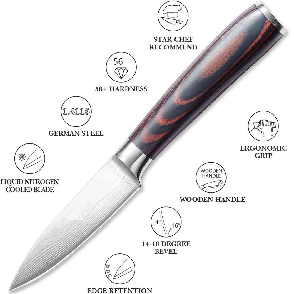 3.5 Inch Paring Knife, High Carbon Stainless Steel Forged Blade, Ultra Sharp Small Kitchen Fruit Knife - Thumbnail 3