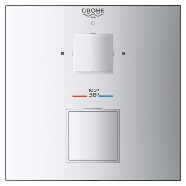 GROHE Grohtherm Cube Dual Function 2-Handle Trim Kit in StarLight Chrome (Valve Not Included)