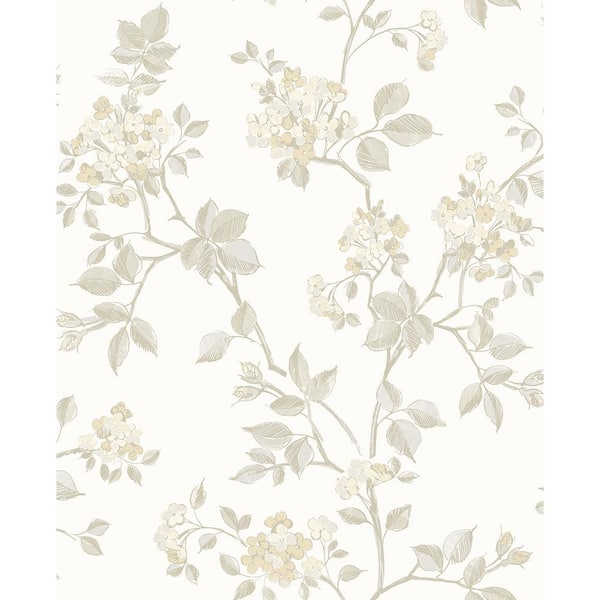 Advantage Parry Bone Floral Champagne Wallpaper Sample