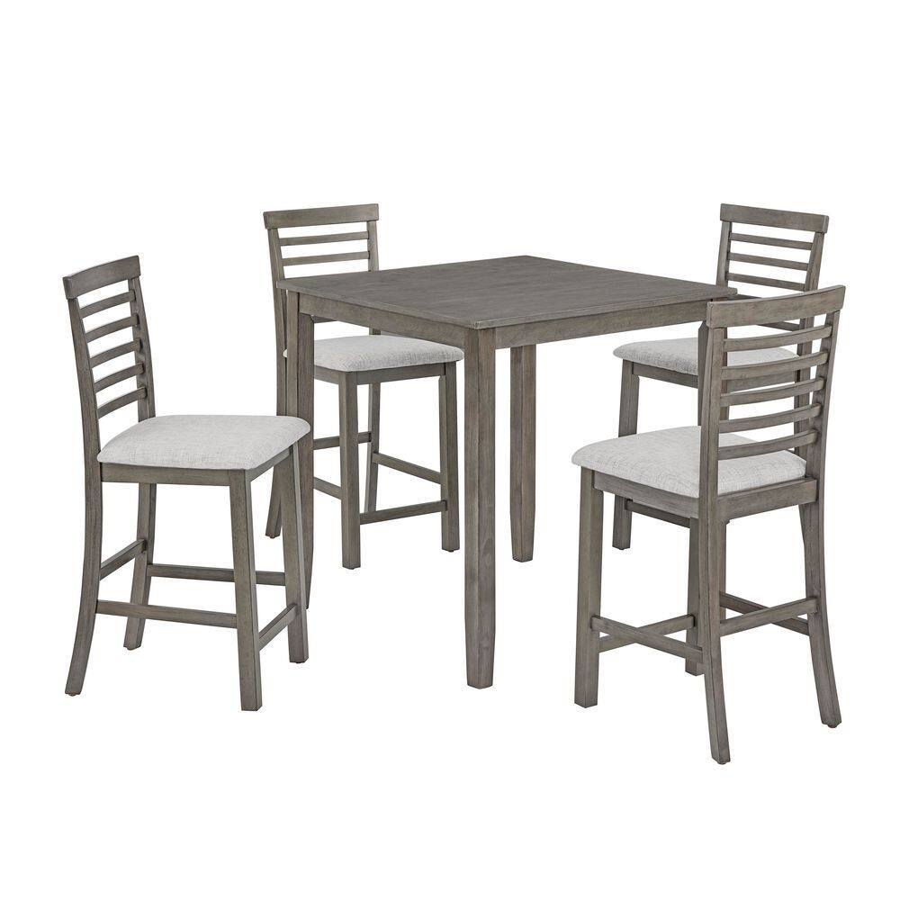 5-Piece Rubber Wood Outdoor Conversation Patio Furniture Set with Gray Cushions price history on PriceWatchPro