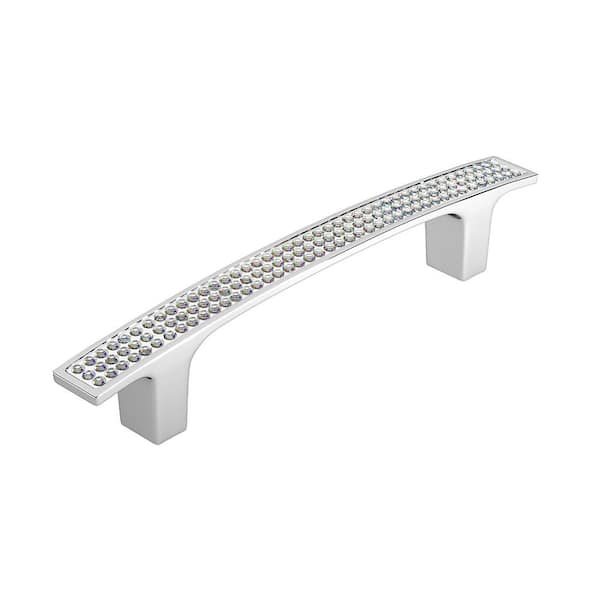 Vence Collection 3 3/4 in. (96 mm) Modern Chrome and Crystal Cabinet Bar Pull