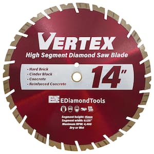 14 in. Reinforced Concrete, Segmented Rim, Premium General Purpose Diamond Blade, 4-5/8 in. Cutting Depth, 1 in. Arbor