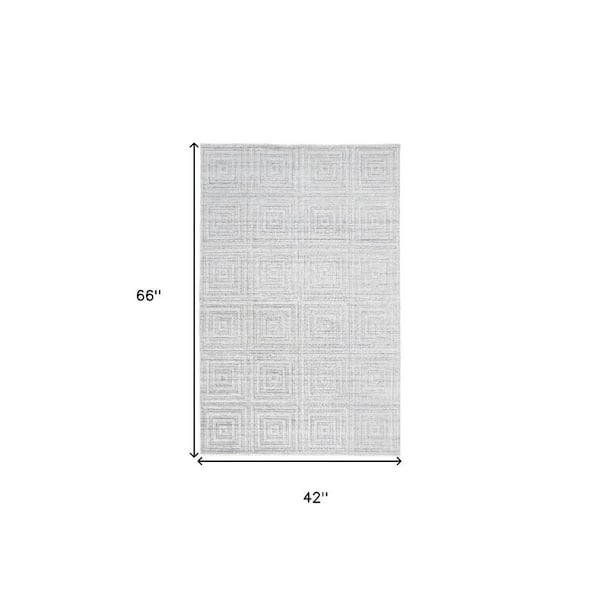 2 X 8 Silver, White Striped Area Rug