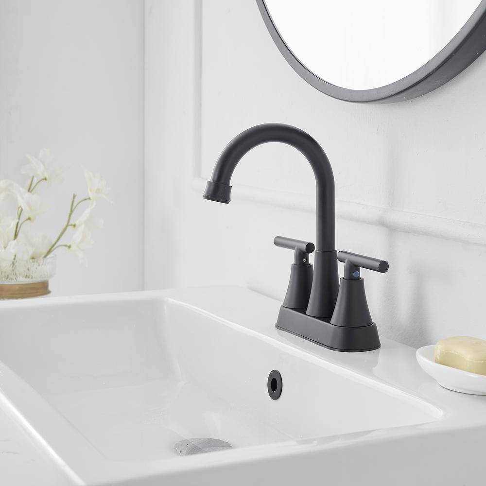 Matte Black Stainless Steel 2-Handle High-Arc Bathroom Faucet