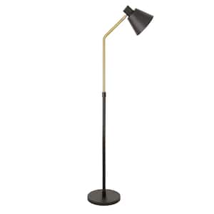 63 in. Black 1 1-Way (On/Off) Standard Floor Lamp for Living Room with Metal Cone Shade