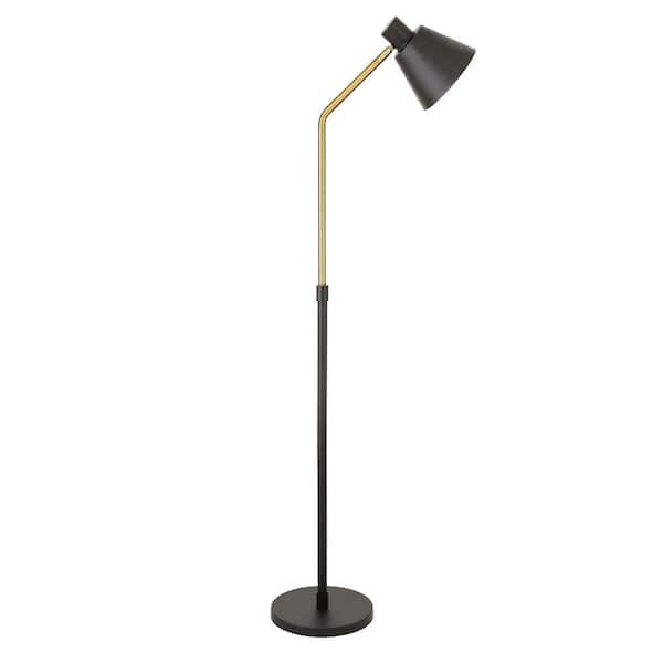 HomeRoots 63 in. Black 1 1-Way (On/Off) Standard Floor Lamp for Living Room with Metal Cone Shade