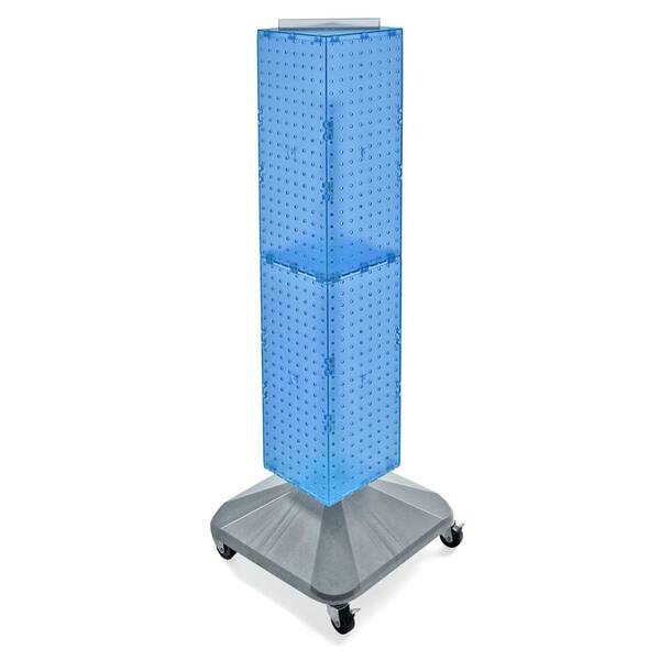 Azar Displays 40 in. H x 8 in. W Pegboard Tower Blue Styrene with Revolving Base