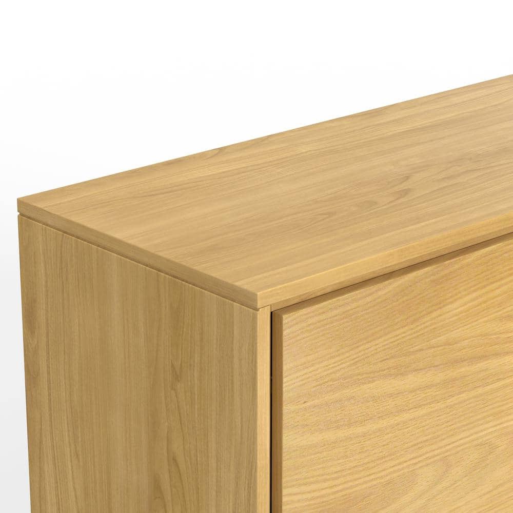 Lowry Oak Veneer Modern Industrial Sideboard Buffet
