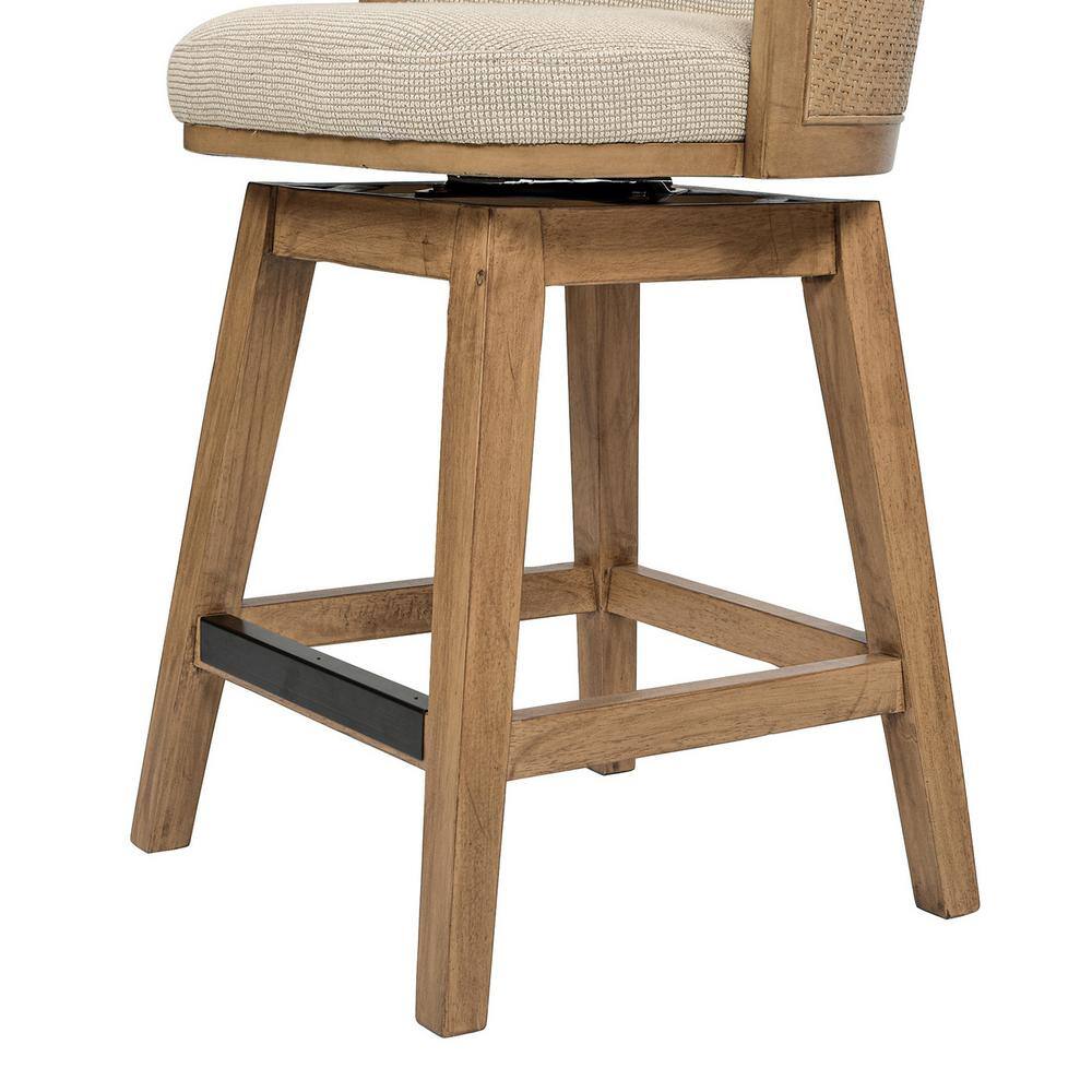 Bahama 26" Brown Wood and Acrylic Swivel Counter Stool