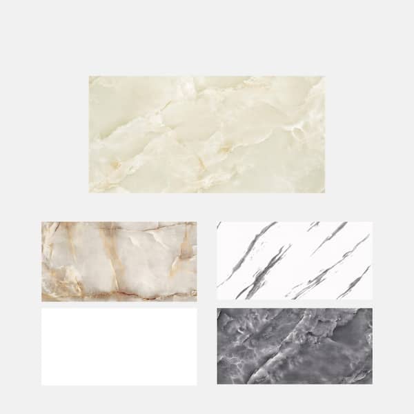 Praline Cream 12 in. x 24 in. x 3/16 Marble PVC Peel and Stick Backsplash Wall Panels (10-Pack)