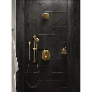 1-Spray Patterns 4 in. Dia Wall Mount Eco-Performance Handheld Shower Head with Slidebar in Brushed Gold