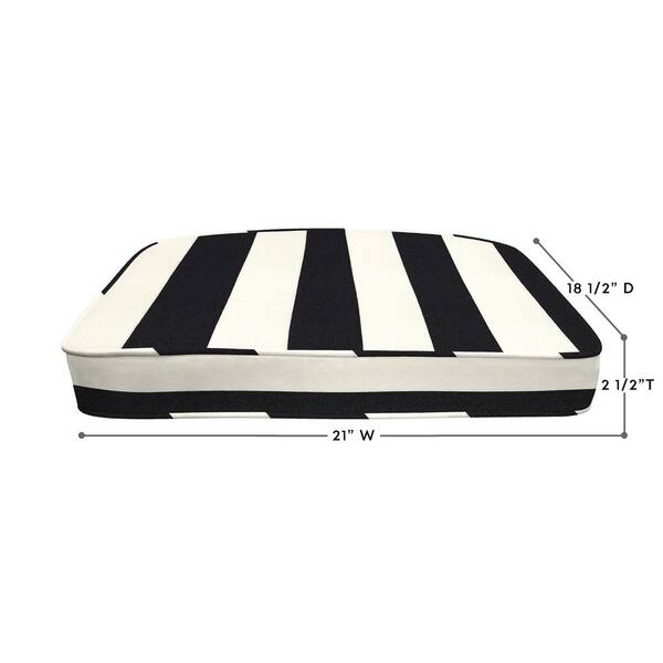 Honeycomb Cabana Stripe Black and Ivory Rounded Outdoor Seat