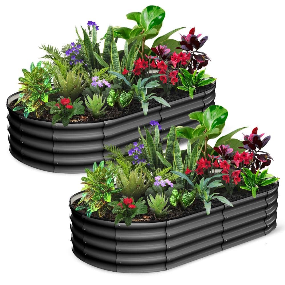 2-Pack 6x3x1ft.Oval Gray Galvanized Metal Raised Garden Bed for Vegetables, Flowers & Herbs price history on PriceWatchPro
