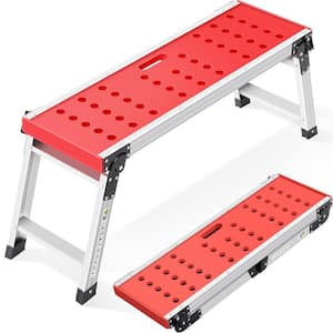 3 ft. Aluminum Heavy Duty Folding Work Platform, 330 lbs. Adjustable Step Ladder with Anti-Slip Feet Cover