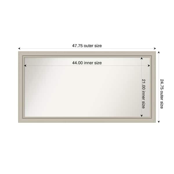 Amanti Art Romano Silver Narrow 47.75 in. x 24.75 in. Custom Non-Beveled Wood Framed Bathroom Vanity Wall Mirror
