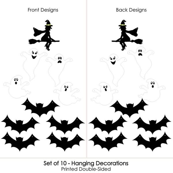 Big Dot Of Happiness Hanging Scary Squad Witch Bats Ghosts Outdoor Hanging Decor Halloween Party Decorations 10 Pieces Thdbd5626yhd The Home Depot