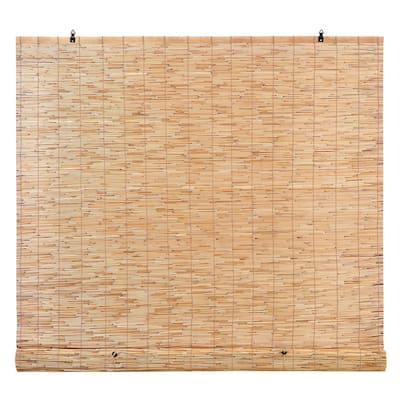 Cord Free Natural Light-Filtering Bamboo Reed Roman Shades Manual Roll-Up Window Blinds 72 in. W x 72 in. L