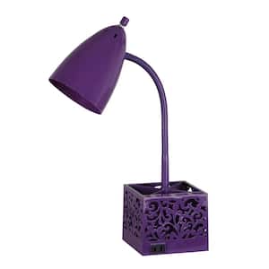 18.25 in. Purple Desk Lamp Organizer with Power Outlet