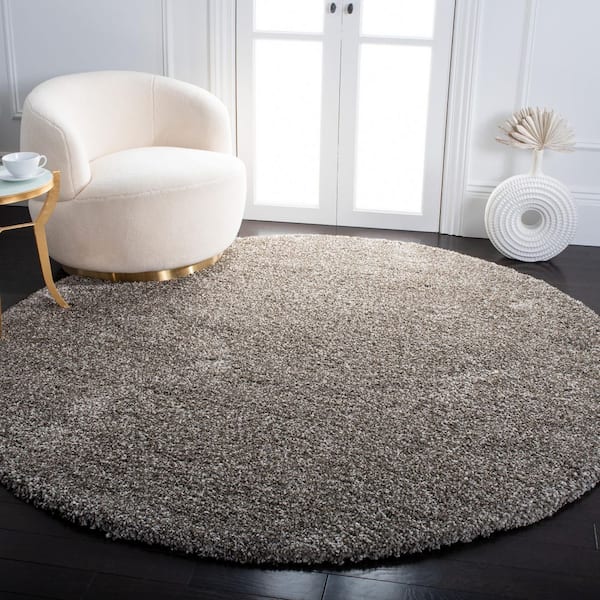 Milan Shag Gray 11 ft. x 11 ft. Solid Flokati Round Area Rug