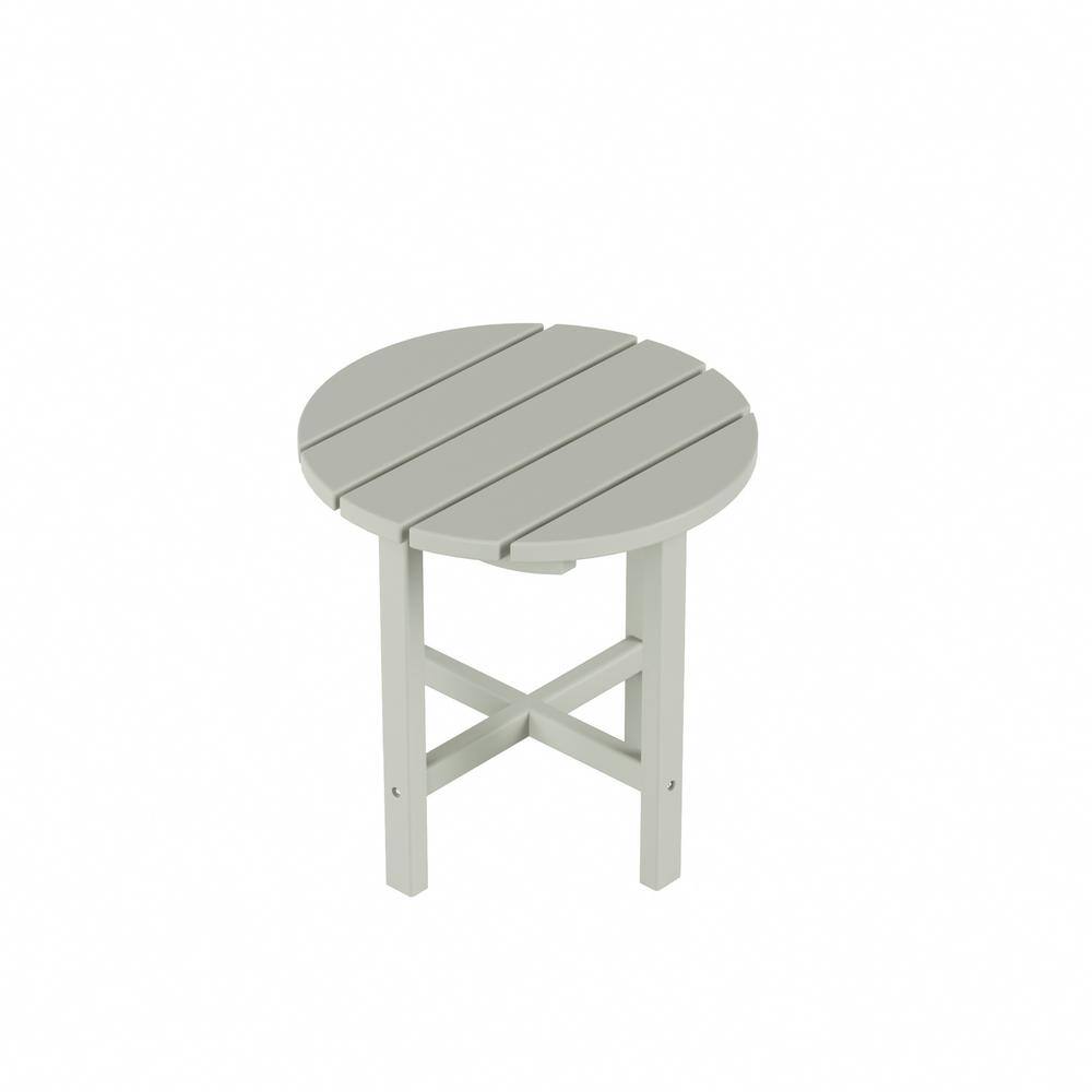 Beige 18" Round Polywood Outdoor Side Table