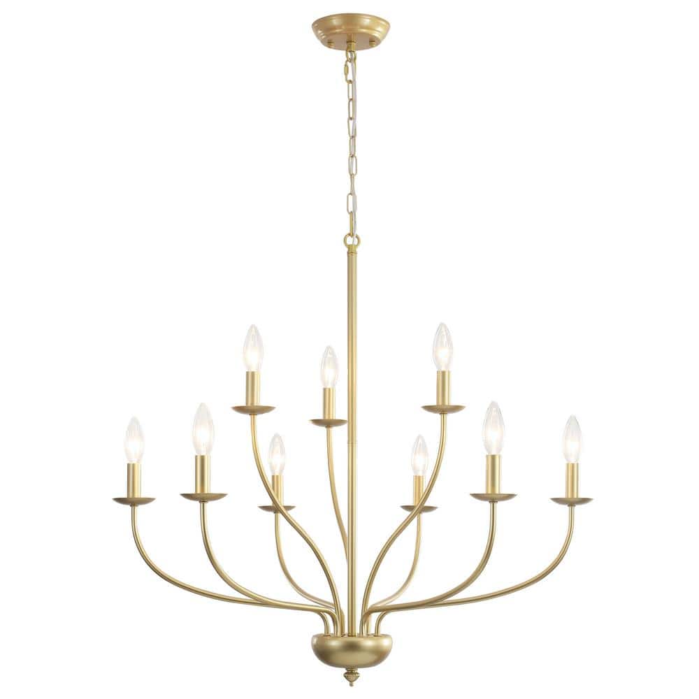 9-Light 2-Tier Gold Candle Style Dimmable Classic / Traditional Chandelier for Kitchen Island with no bulbs included price history on PriceWatchPro