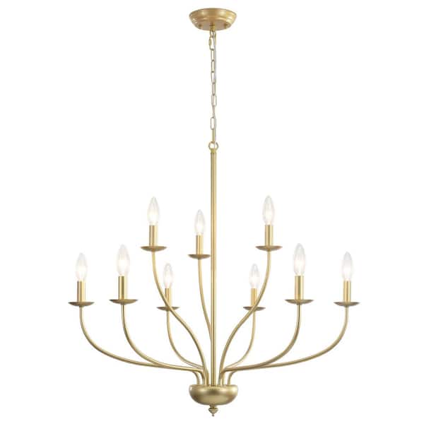 9-Light 2-Tier Gold Candle Style Dimmable Classic / Traditional Chandelier for Kitchen Island with no bulbs included