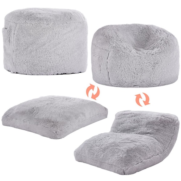 Bean Bag Bed Chair, Gray Plastic Outdoor Rocking Chair with Cushion Guard Gray Cushion from BeanBag to Lounge