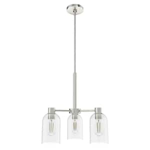 Lochemeade 3 Light Brushed Nickel Chandelier with Clear Seeded Glass Shades Kitchen Light