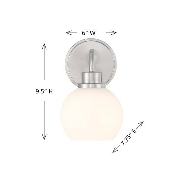 TUXEDO PARK LIGHTING 6 in. W x 9.5 in. H 1-Light Brushed Nickel