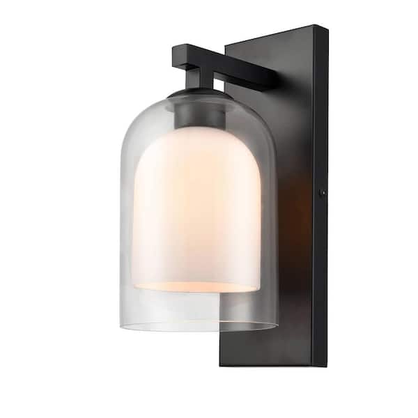 CLAXY 9.8 in. 1-Light Black Modern Wall Sconce with Standard Shade