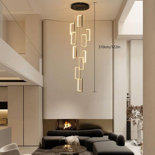 KPIBEST 30.7 inch LED Sputnik Chandelier, Pendant Lighting Fixture Flush Mount Black Finish, Modern Geometric Linear Spotlight Hanging Ceiling Light Indoor Lamp