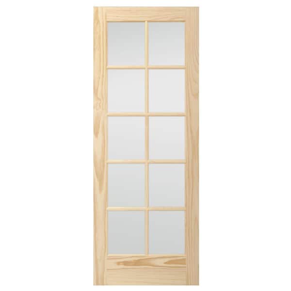 Steves & Sons 24 in. x 80 in. 10-Lite Glass Solid Core Unfinished Pine Interior Door Slab